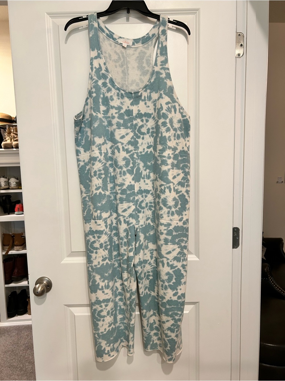 Colsie Target XL Blue Tie Dye Lounge Jumpsuit Romper Wide Leg Pockets